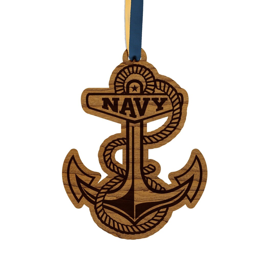 United States Naval Academy Anchor Ornament – Crafted From Cherry