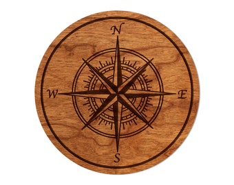 Compass Coaster – Crafted from Cherry or Maple Wood