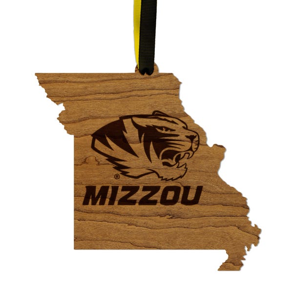University of Missouri Tigers on State Ornament – Crafted from Cherry and Maple Wood