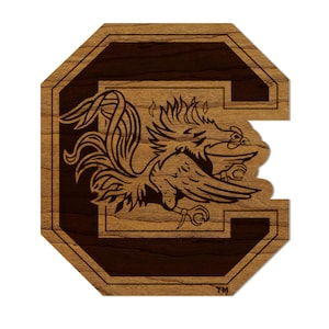 University of South Carolina Block C Gamecock Magnet - Crafted from Cherry or Maple Wood - USC Gamecocks