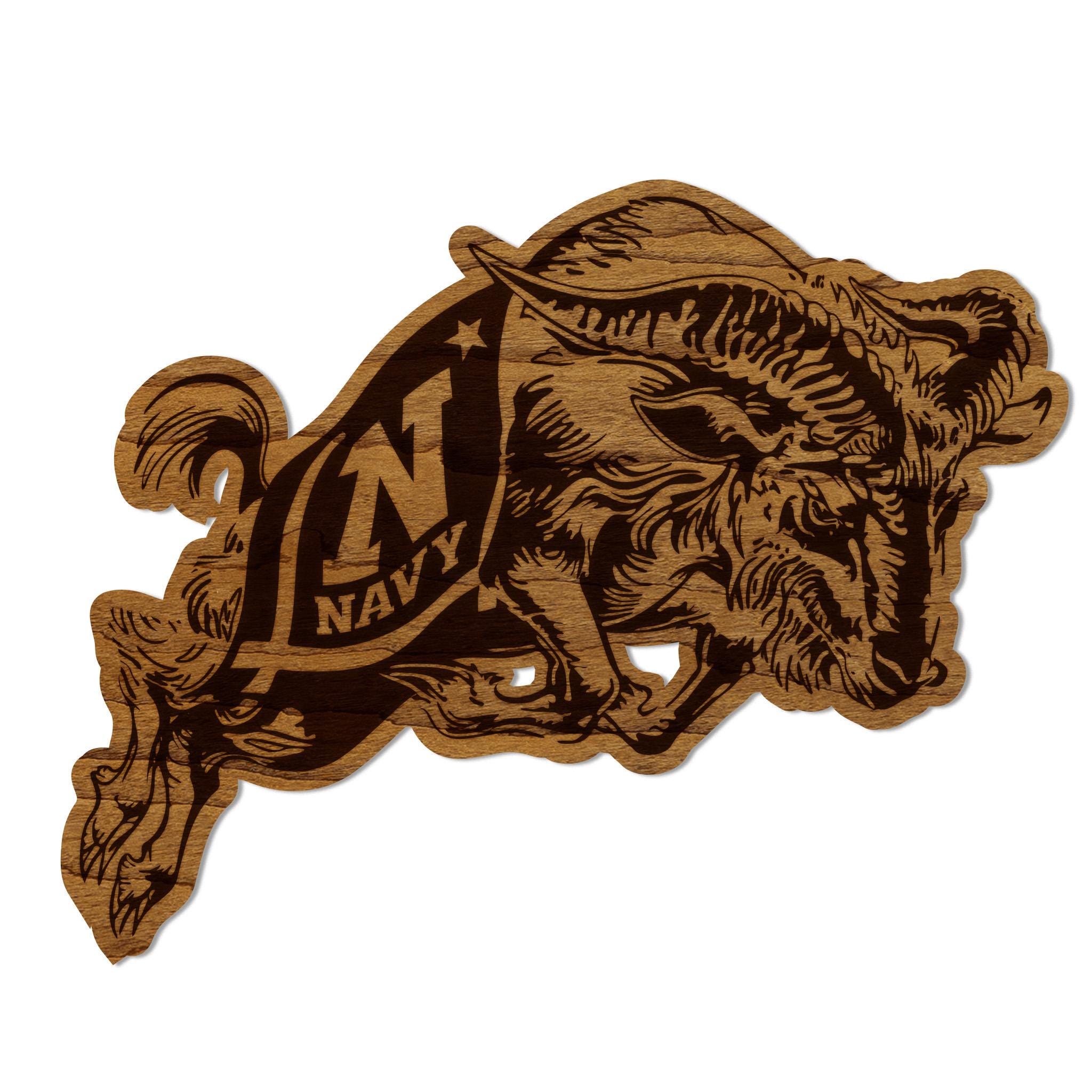 United States Naval Academy Bill the Goat Magnet - Crafted from Cherry or Maple Wood - Air Force Navy Midshipmen
