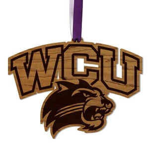 Western Carolina University Catamounts Ornament – Crafted from Cherry and Maple Wood - WCU Catamounts