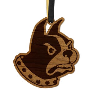 Wofford College Terriers Ornament – Crafted from Cherry and Maple Wood – Wofford Terriers