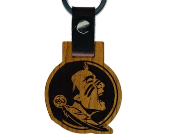 Florida State Seminoles Wooden Keychain – Crafted from Cherry or Maple Wood