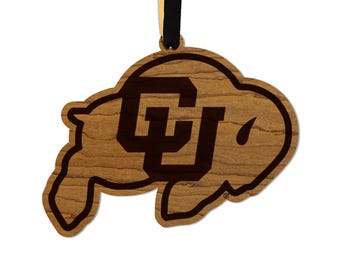 University of Colorado Buffaloes Ornament – Crafted from Cherry and Maple Wood – Colorado Buffaloes