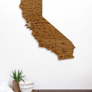 California County Map Wall Hanging - Crafted From Cherry or Maple Wood ...