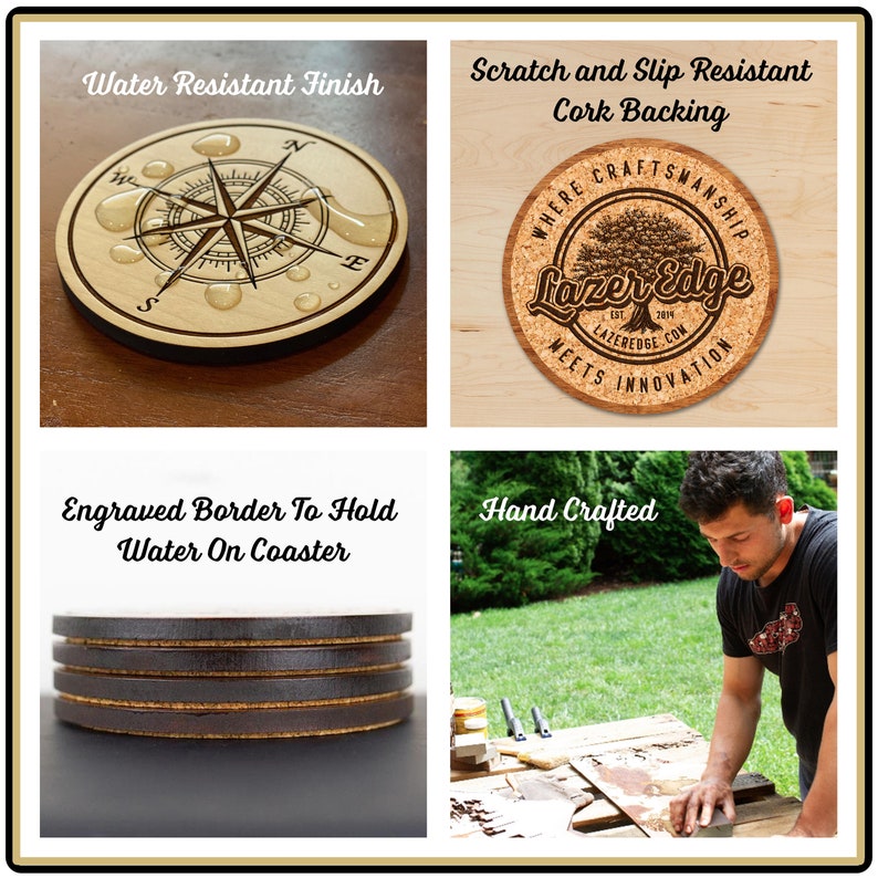 Crafted from Cherry or Maple Wood State Map Coaster All 50 States Available
