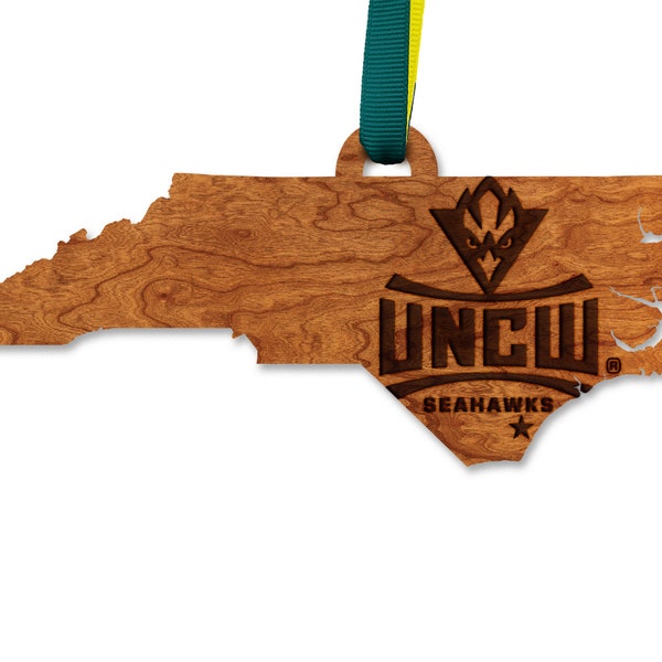 UNCW Seahawks Ornament – Crafted from Cherry and Maple Wood – University of North Carolina Wilmington (UNCW)