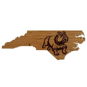 Gardner Webb University Runnin' Bulldog on State Wall Hanging - Crafted from Cherry or Maple Wood