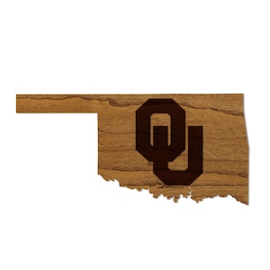Oklahoma University OU on State Magnet - Crafted from Cherry or Maple Wood - Oklahoma Sooners