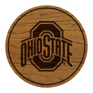 Ohio State University Block O Coaster – Crafted from Cherry or Maple Wood – Ohio State Buckeyes