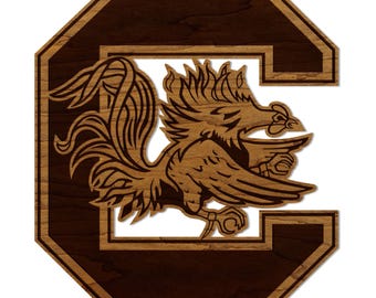 University of South Carolina Block C Gamecock Wall Hanging – Crafted from Cherry and  Maple Wood