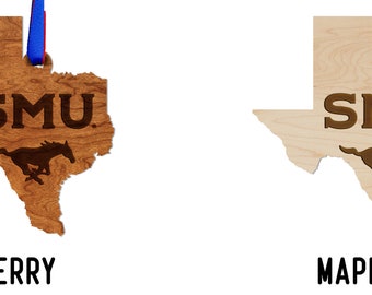 Southern Methodist Mustangs Ornament –Crafted from Cherry and Maple Wood– Click to see Multiple Designs Available– SMU Southern Methodist Mustangs Ornament –Crafted from Cherry and Maple Wood– Click to see Multiple Designs Available– SMU