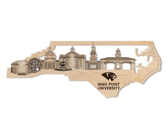 High Point University Skyline Wall Hanging - Crafted from Cherry or Maple Wood