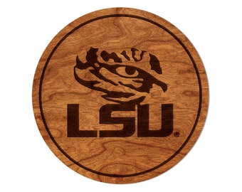 LSU Tigers Coaster – Crafted from Cherry or Maple Wood – Louisiana State University (LSU)