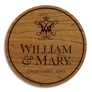 William and Mary University Cypher and Wordmark Coaster – Crafted from Cherry or Maple Wood
