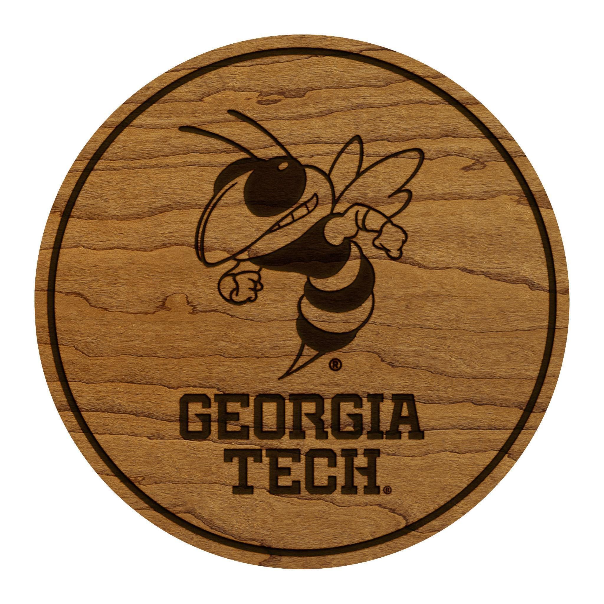 focos Geez Tech（ロゴ消し）赤木 Georgia Tech Buzz and Wordmark Coaster – Crafted From Cherry or