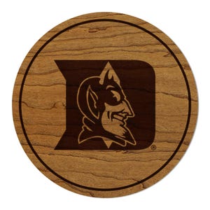 Duke Blue Devils Devil D Coaster– Crafted from Cherry or Maple Wood