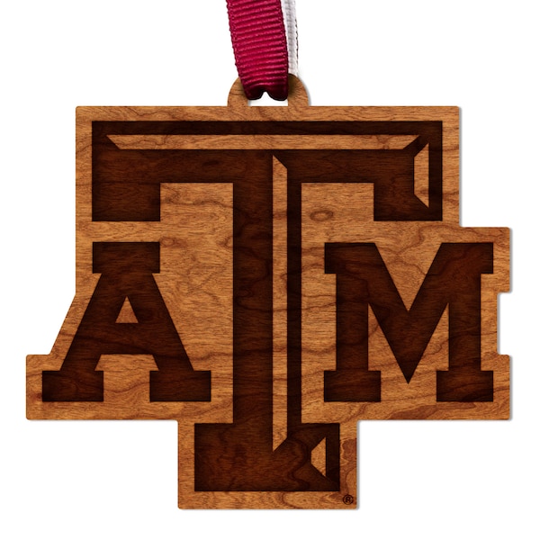 Texas A&M Aggies Ornament – Crafted from Cherry and Maple Wood – Click to see Multiple Designs Available – Texas A and M