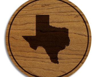 Texas State Map Coaster - Crafted from Cherry or Maple Wood