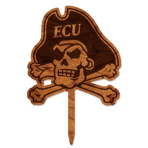 ECU Pirates Cake Topper – Crafted from Cherry Wood or Maple Wood – Click to see Multiple Designs Available – East Carolina (ECU)