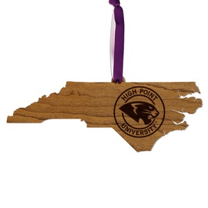 High Point University Panthers on State Ornament – Crafted from Cherry Wood or Maple Wood – High Point Panthers