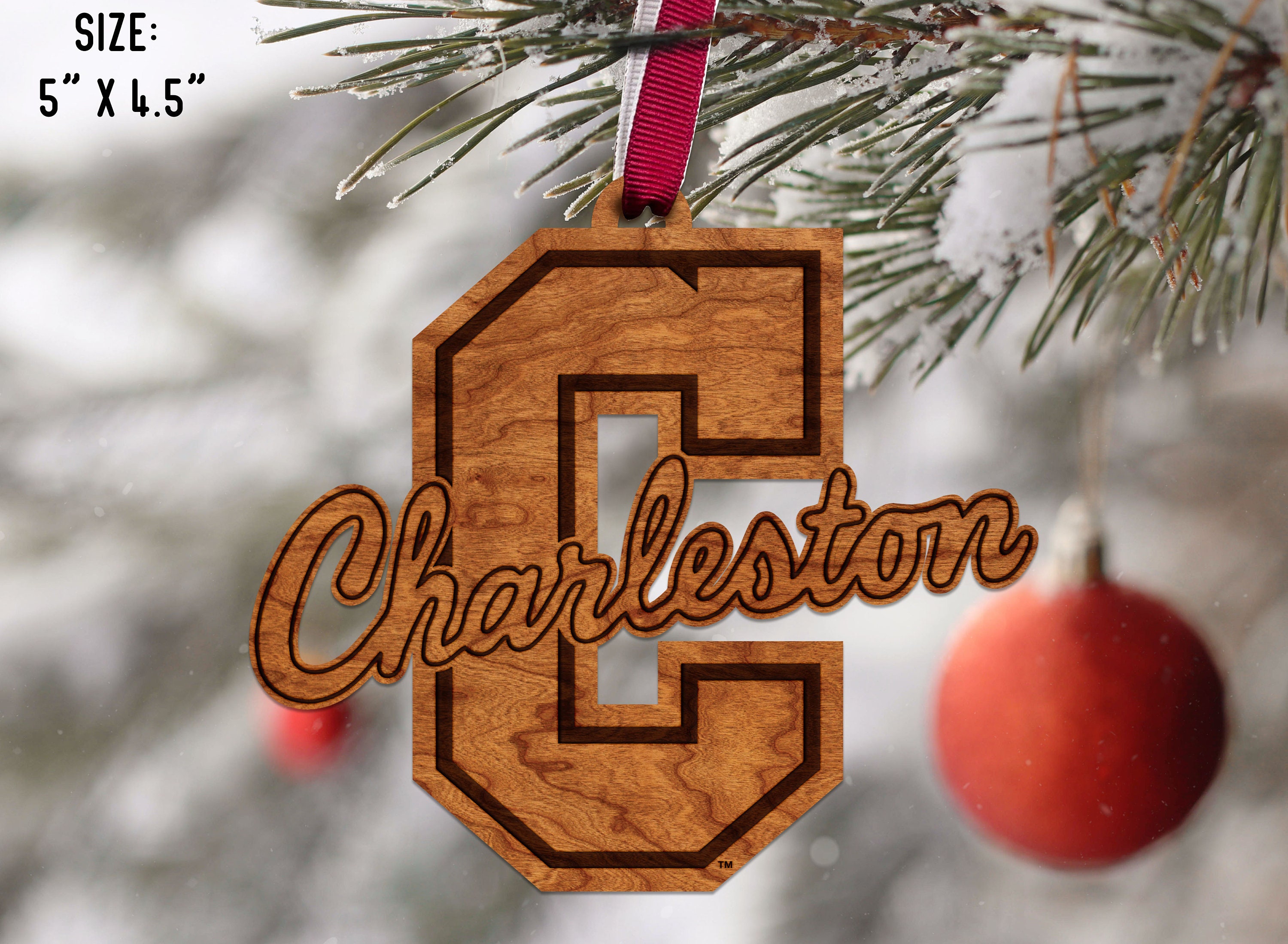 College of Charleston Logo Ornament Crafted from Cherry Wood Etsy