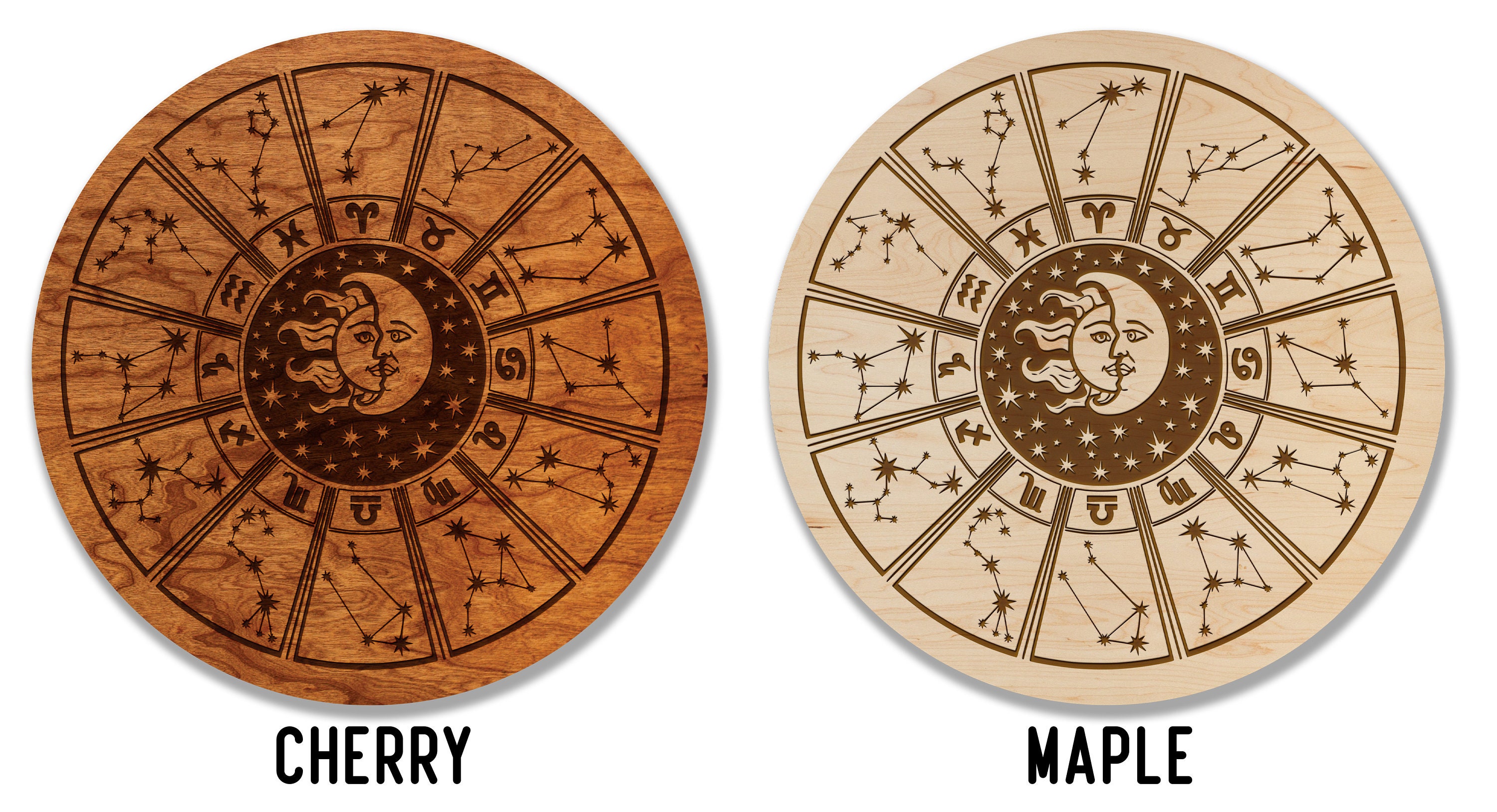 Zodiac Wheel Wall Hanging Crafted From Cherry or Maple Wood Etsy