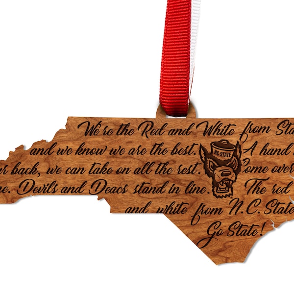 NC State Wolfpack Ornament – Crafted from Cherry Wood – Click to see Multiple Designs Available – North Carolina State University (NCSU)