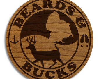 Beards & Bucks Coaster – Crafted from Cherry or Maple Wood