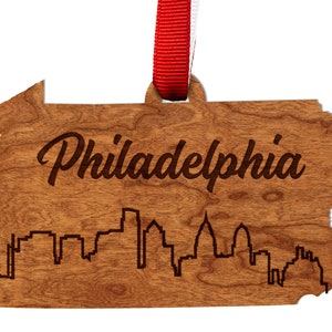 Pennsylvania Skyline Ornament – Crafted from Cherry or Maple Wood