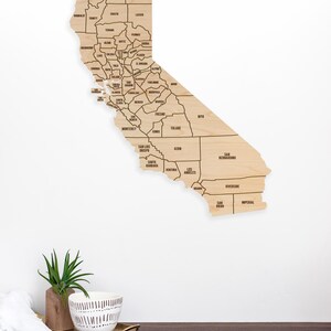 California County Map Wall Hanging - Crafted From Cherry or Maple Wood ...