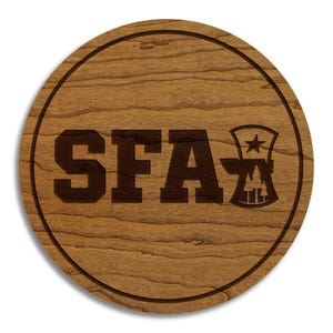 Stephen F. Austin Wordmark Coaster – Crafted from Cherry or Maple Wood