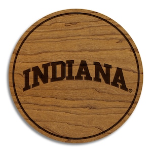 Indiana University Wordmark Coaster – Crafted from Cherry or Maple Wood – Indiana Hoosiers