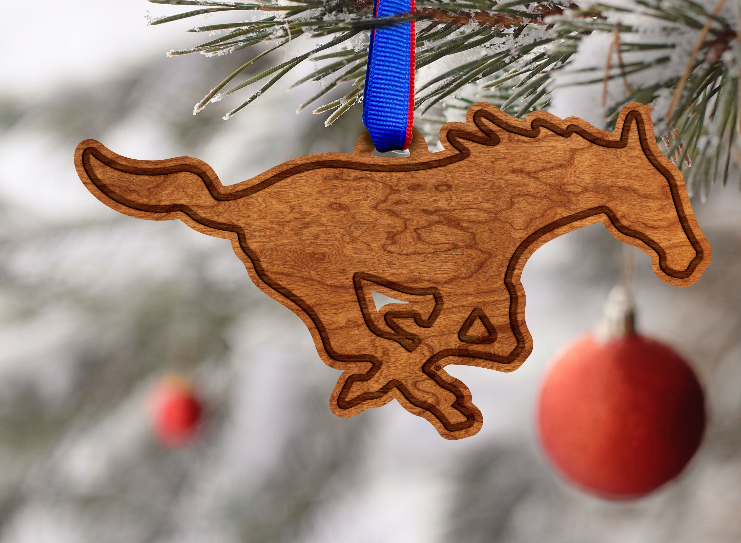 Southern Methodist Mustangs Ornament –Crafted from Cherry and Maple Wood– Click to see Multiple Designs Available– SMU Southern Methodist Mustangs Ornament –Crafted from Cherry and Maple Wood– Click to see Multiple Designs Available– SMU