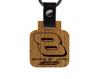 Llavero de madera Dale Earnhardt Jr. #8 / Fabricado en madera de cerezo y arce / Hecho en EE. UU. / Producto con licencia oficial de JR Motorsports