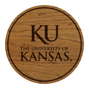 The University of Kansas Wordmark Coaster – Crafted from Cherry or Maple Wood
