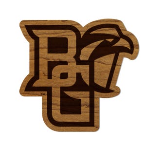 Bowling Green State University BG with Falcon Magnet - Crafted from Cherry or Maple Wood - BGSU Falcons
