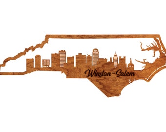 Winston Salem North Carolina Skyline Wall Hanging – Crafted from Cherry or Maple Wood