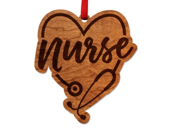 Nurse Ornament – Crafted from Cherry or Maple Wood – Click to see Multiple Designs Available