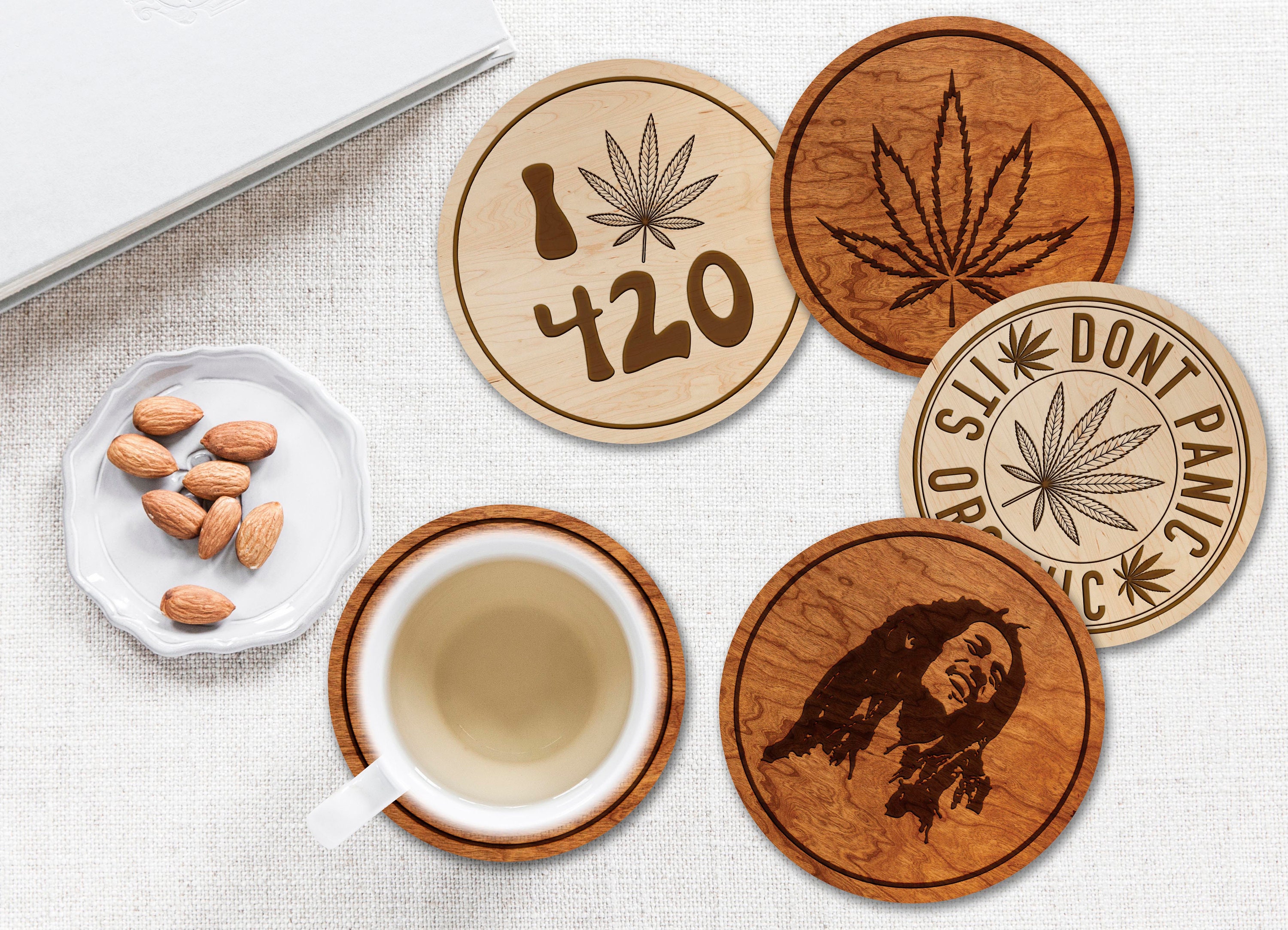 Tobacco Leaf Glass Coaster main image 1