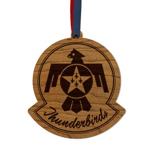 United States Air Force Thunderbirds Ornament – Crafted from Cherry or Maple Wood
