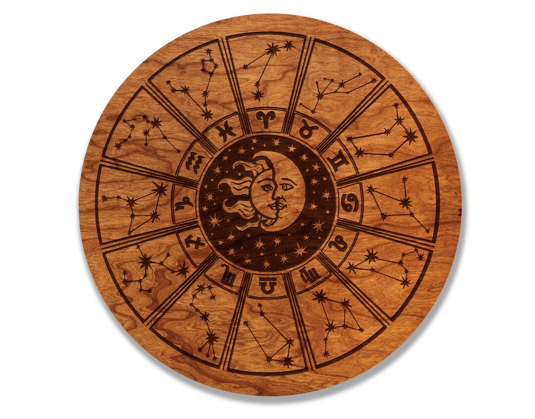 Zodiac Wheel Wall Hanging Crafted From Cherry or Maple Wood Etsy