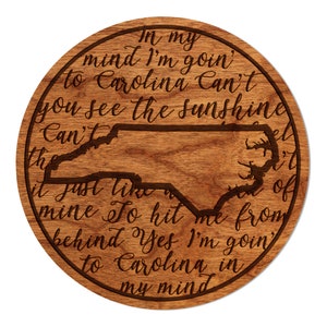 Carolina In My Mind North Carolina Coaster – Crafted from Cherry or Maple Wood