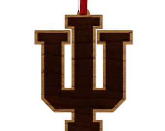 Indiana University IU Ornament – Crafted from Cherry and Maple Wood