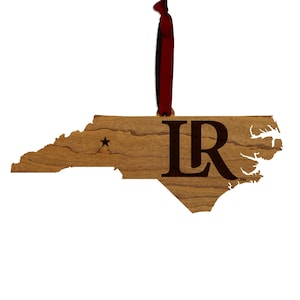 Lenoir-Rhyne University LR on State Ornament – Crafted from Cherry and Maple Wood – Lenoir-Rhyne Bears