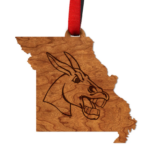 Central Missouri Mules Ornament – Crafted from Cherry and Maple Wood – Click to see Multiple Designs Available