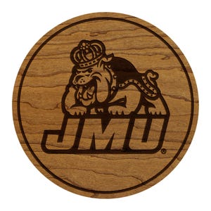 James Madison University Duke Dog Coaster – Crafted from Cherry or Maple Wood