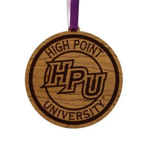 High Point University HPU Ornament – Crafted from Cherry Wood or Maple Wood – High Point Panthers