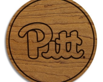 University of Pittsburgh Logo Coaster – Crafted from Cherry or Maple Wood